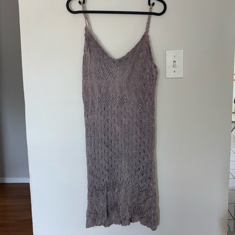Purple Knit Mini Party Dress